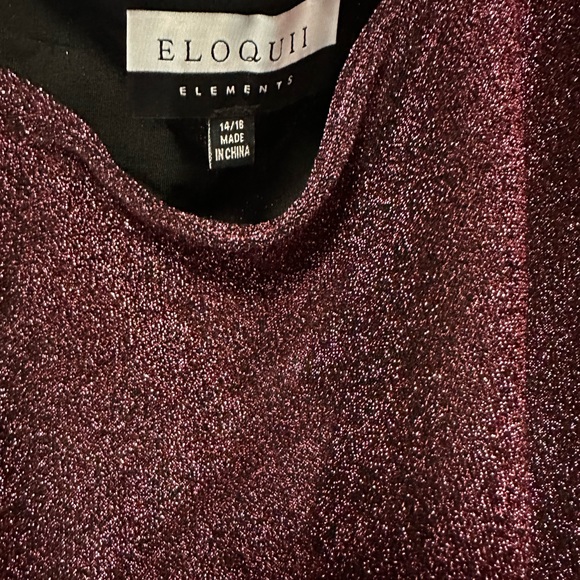 ELOQUII Square Neck Puff Sleeve Top Sz 14/16 NWOT! Pink Sparkle Date Night. - Picture 6 of 8